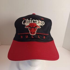 VINTAGE 90s Chicago Bulls Snapback Hat - Black & Red Official NBA Licensed TWINS